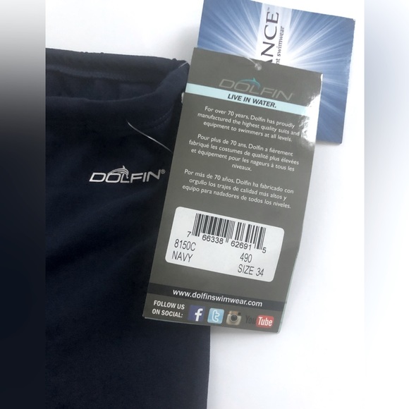 Dolfin Swimwear Jammer Navy Trunks NWT Men’s Size 34 - Picture 4 of 5